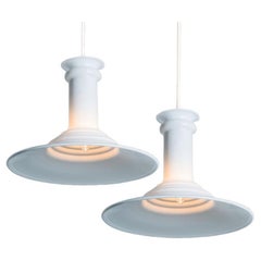 Pair of White Holmegaard Hanging Lamps by Michael Bang, 1970