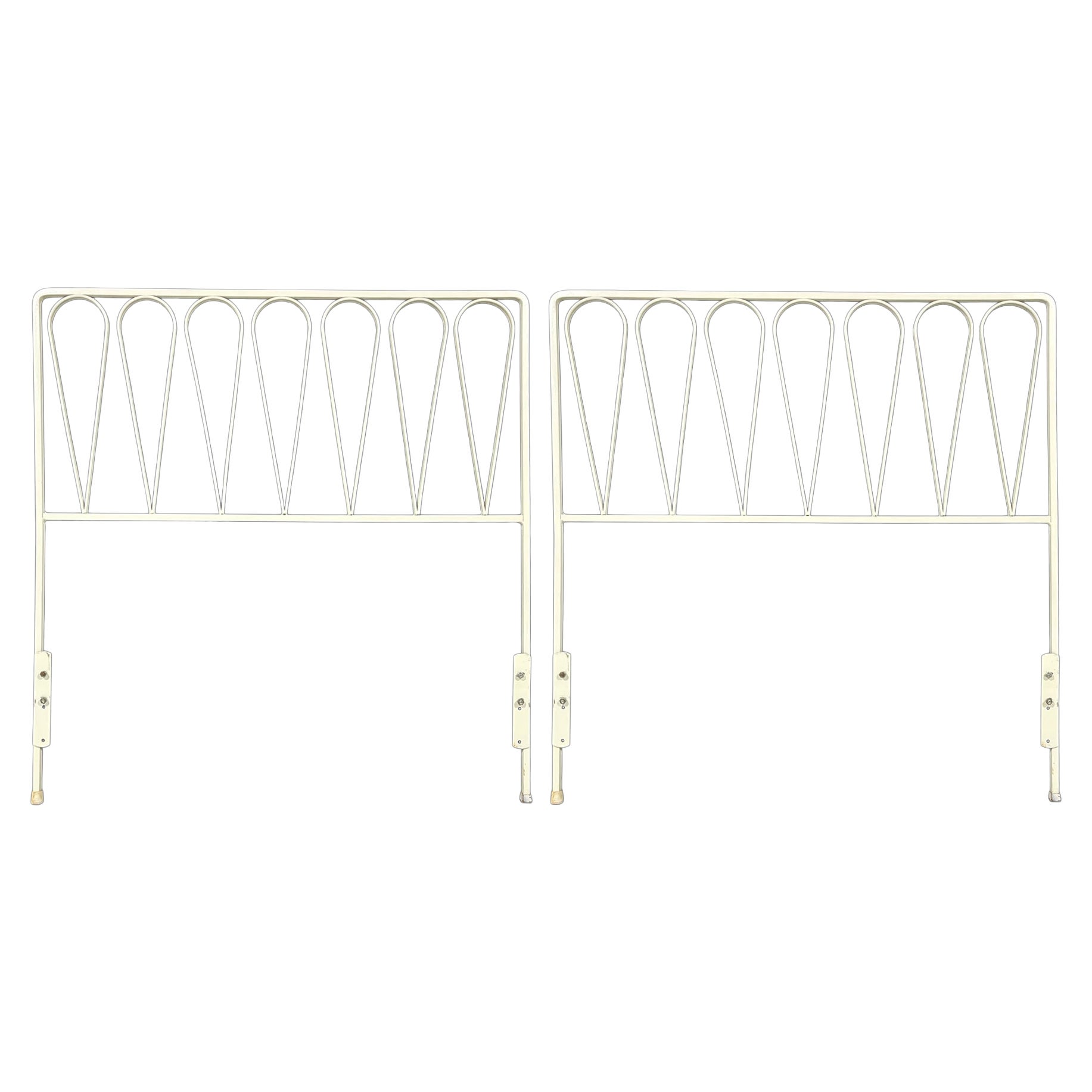 Pair of White Iron Twin Size Headboards For Sale