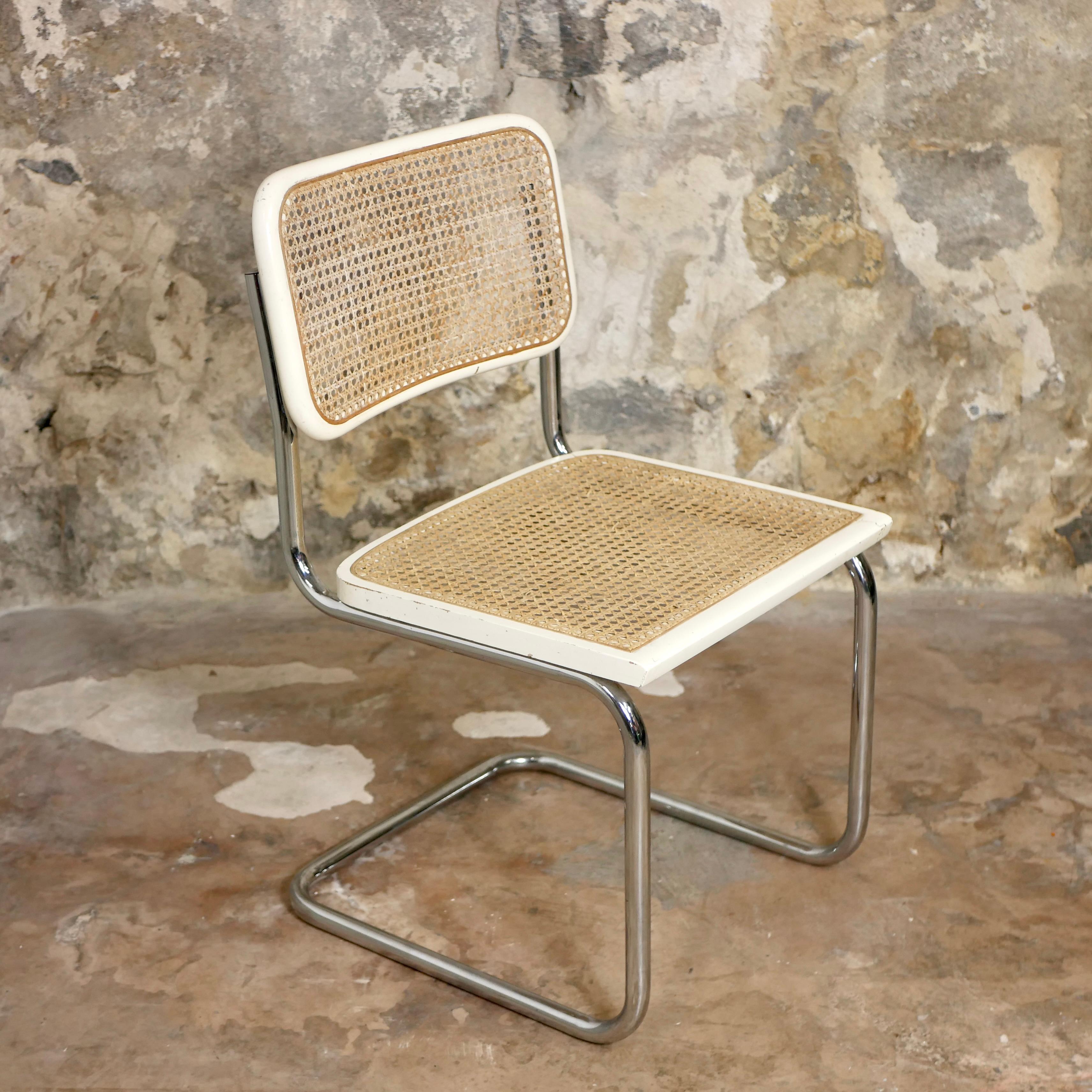 Pair of white Italian Cesca chairs, designed by Marcel Breuer, 1970s For Sale 5