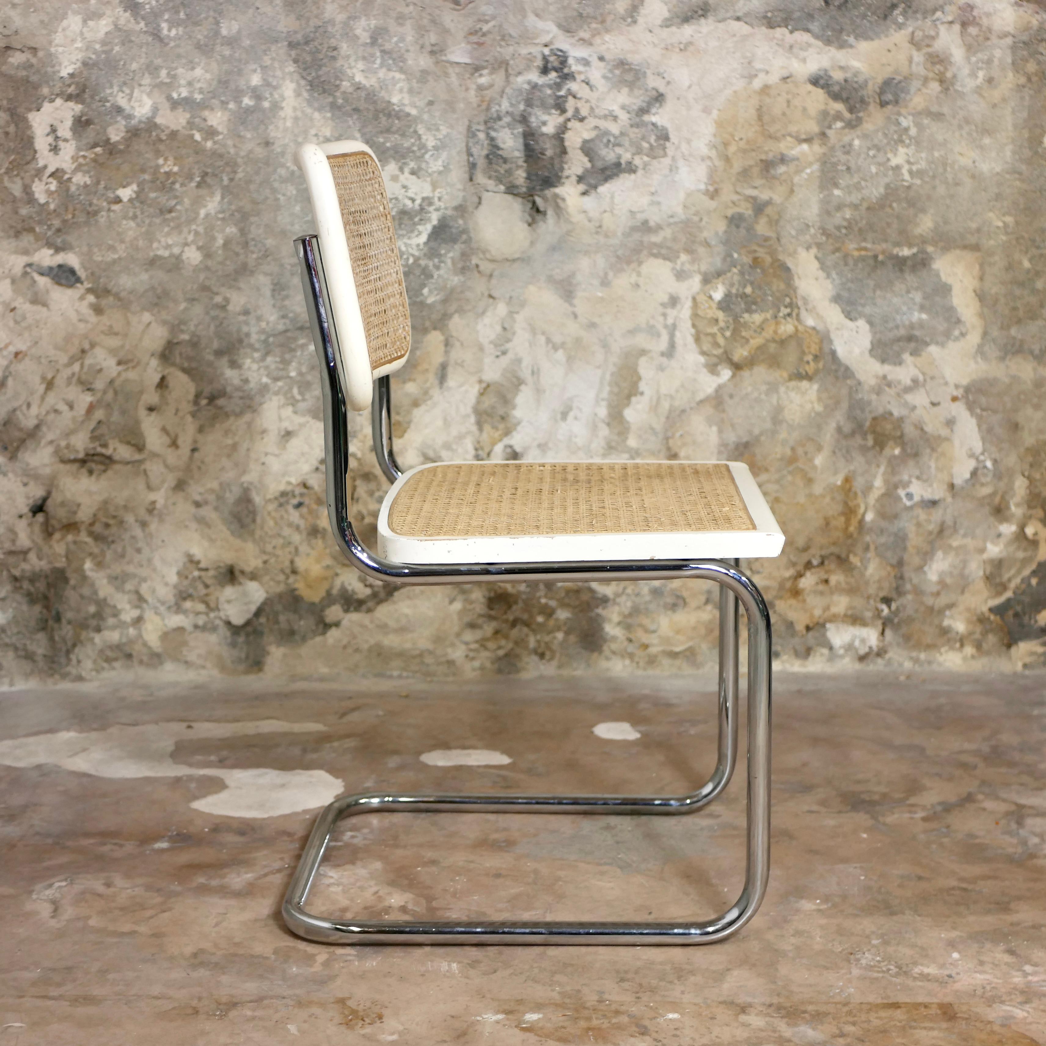 Pair of white Italian Cesca chairs, designed by Marcel Breuer, 1970s For Sale 6