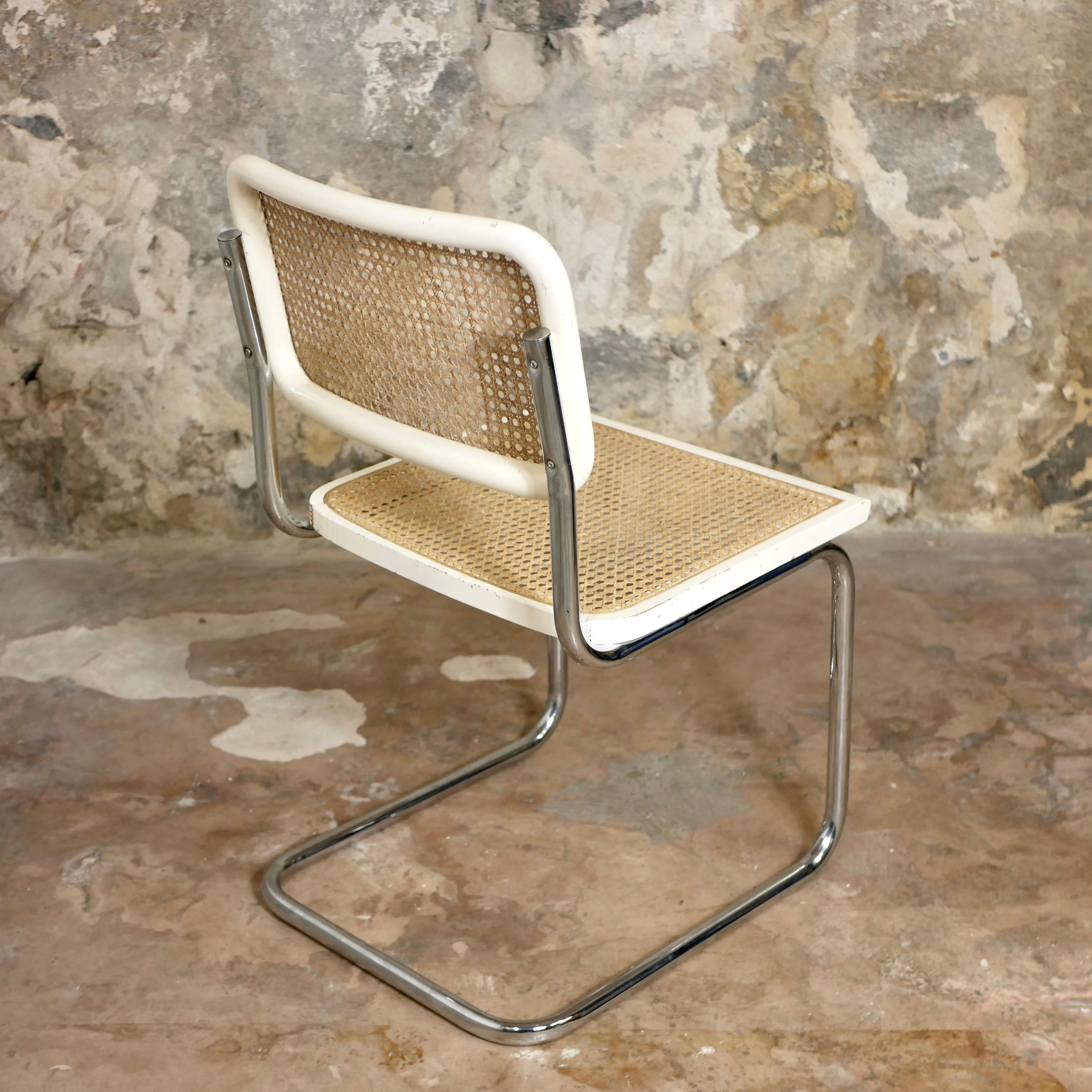 Pair of white Italian Cesca chairs, designed by Marcel Breuer, 1970s For Sale 9
