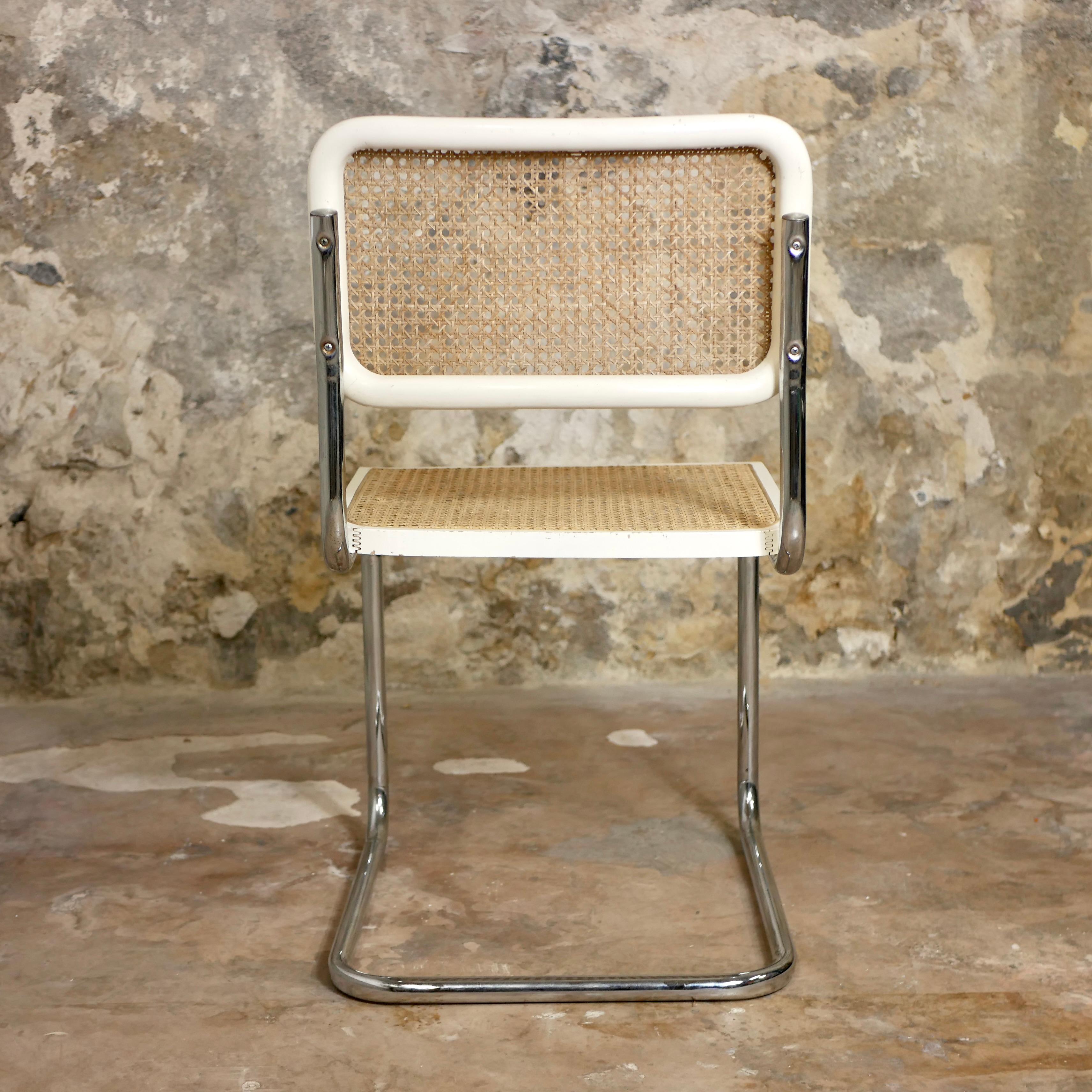 Pair of white Italian Cesca chairs, designed by Marcel Breuer, 1970s For Sale 10