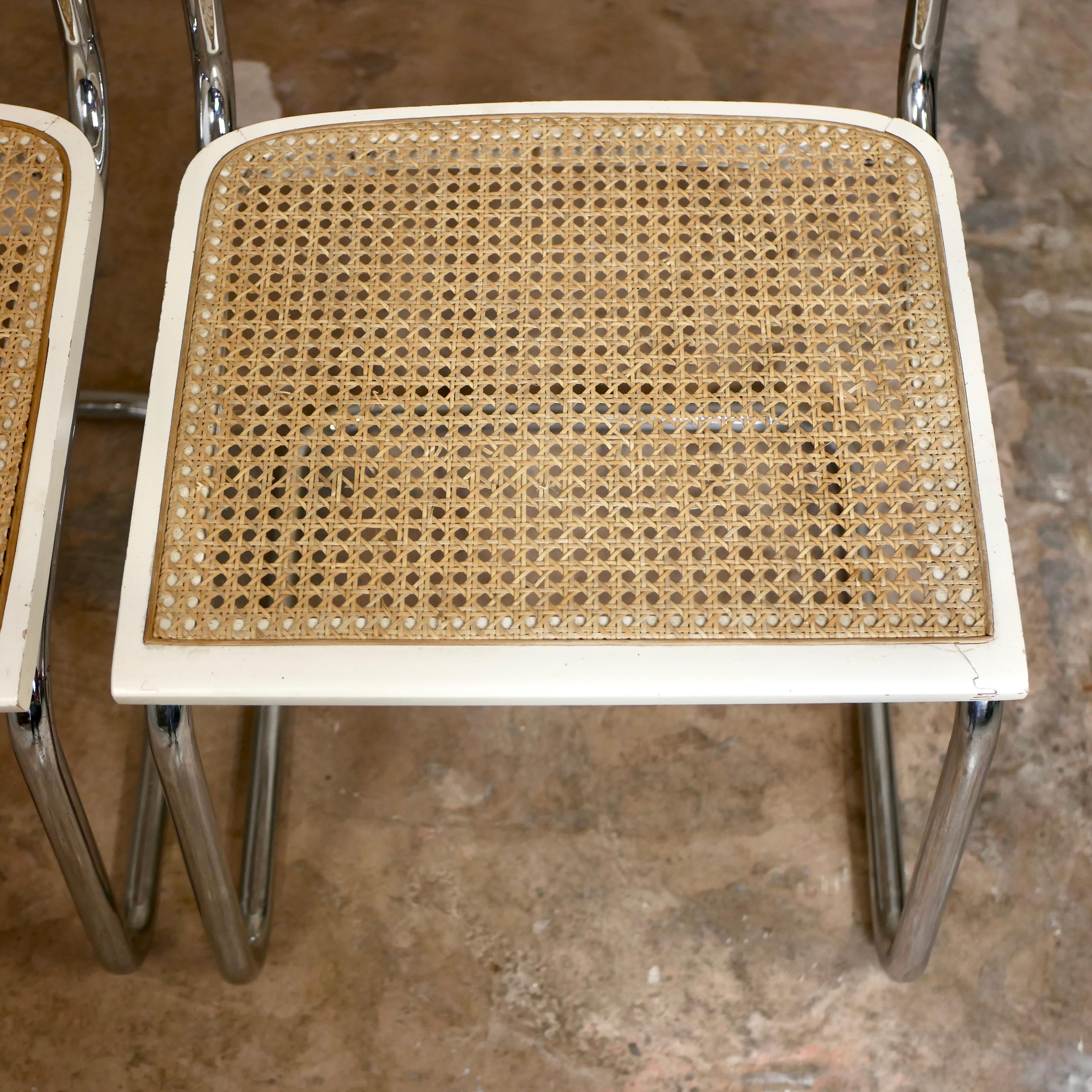 Pair of white Italian Cesca chairs, designed by Marcel Breuer, 1970s For Sale 1