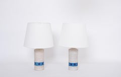 Pair of White Italian Midcentury Ceramic Table Lamps by Aldo Londi for Bitossi