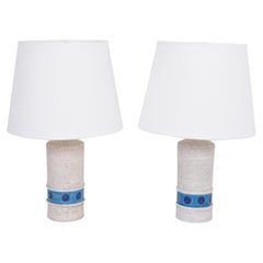 Pair of White Italian Midcentury Ceramic Table Lamps by Aldo Londi for Bitossi
