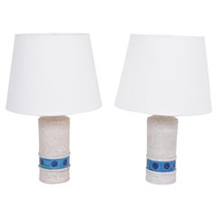 Vintage Pair of White Italian Midcentury Ceramic Table Lamps by Aldo Londi for Bitossi