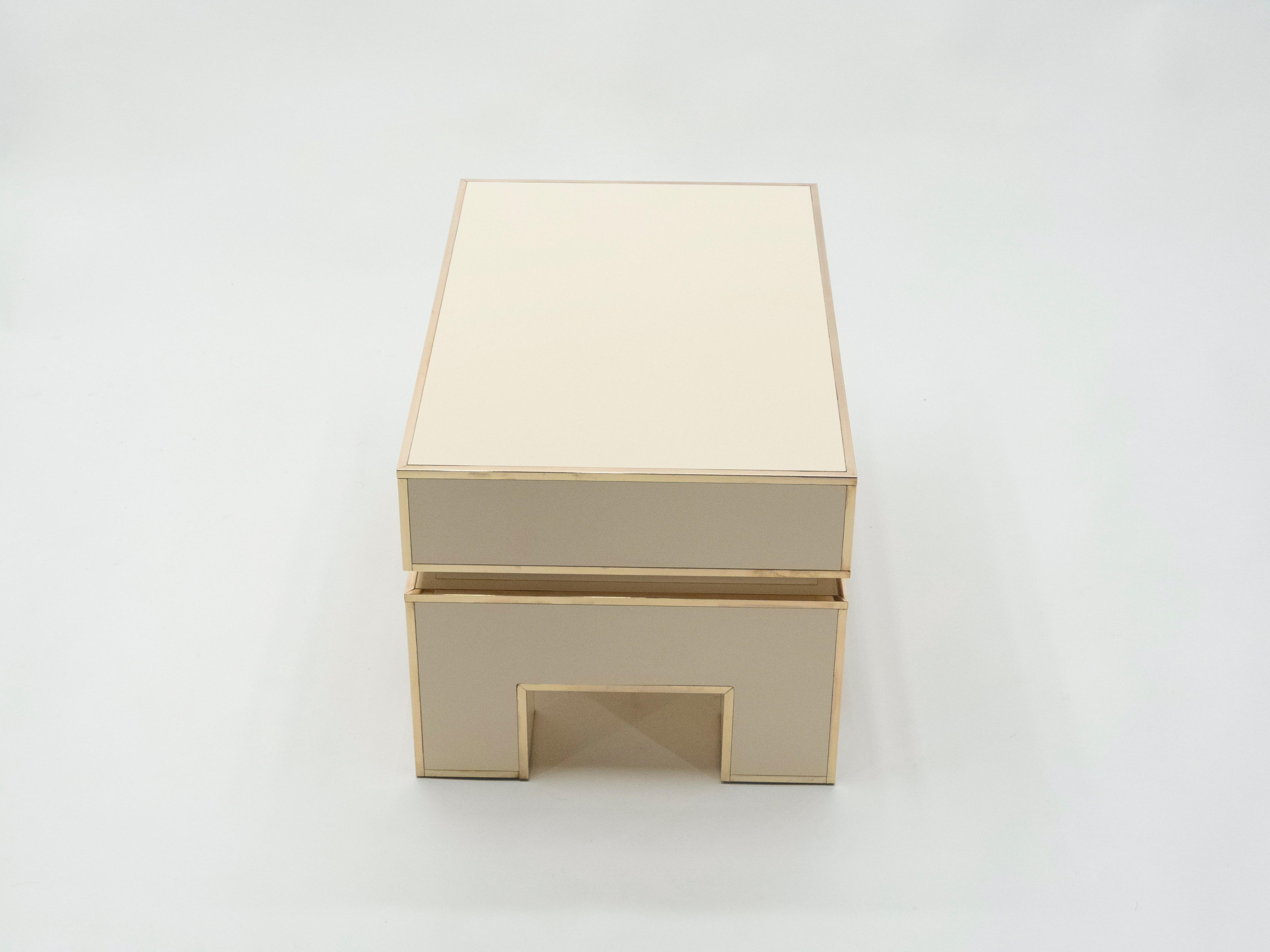 Pair of White Lacquer Brass End Tables by Alain Delon for Maison Jansen, 1975 6