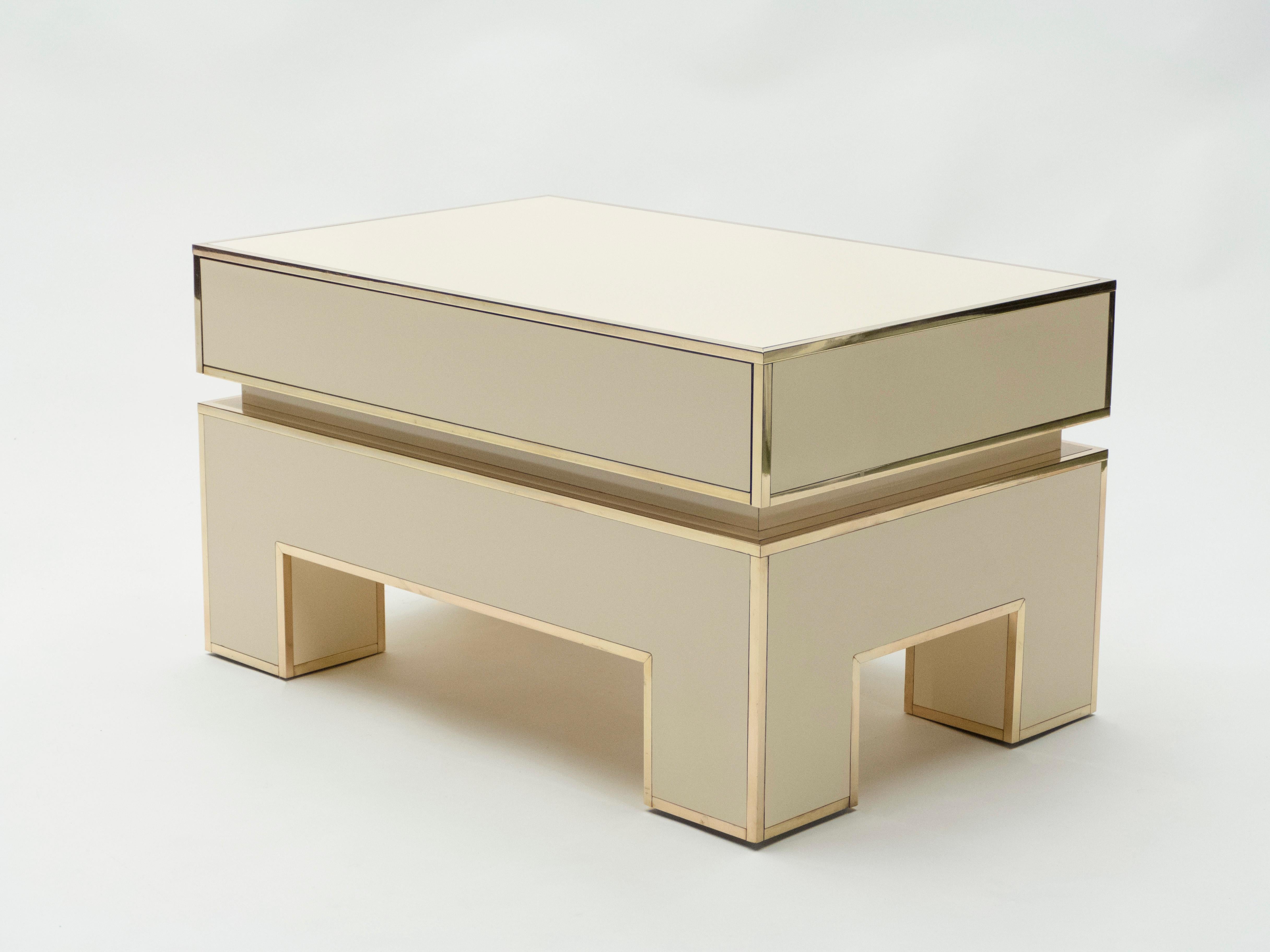 Pair of White Lacquer Brass End Tables by Alain Delon for Maison Jansen, 1975 8