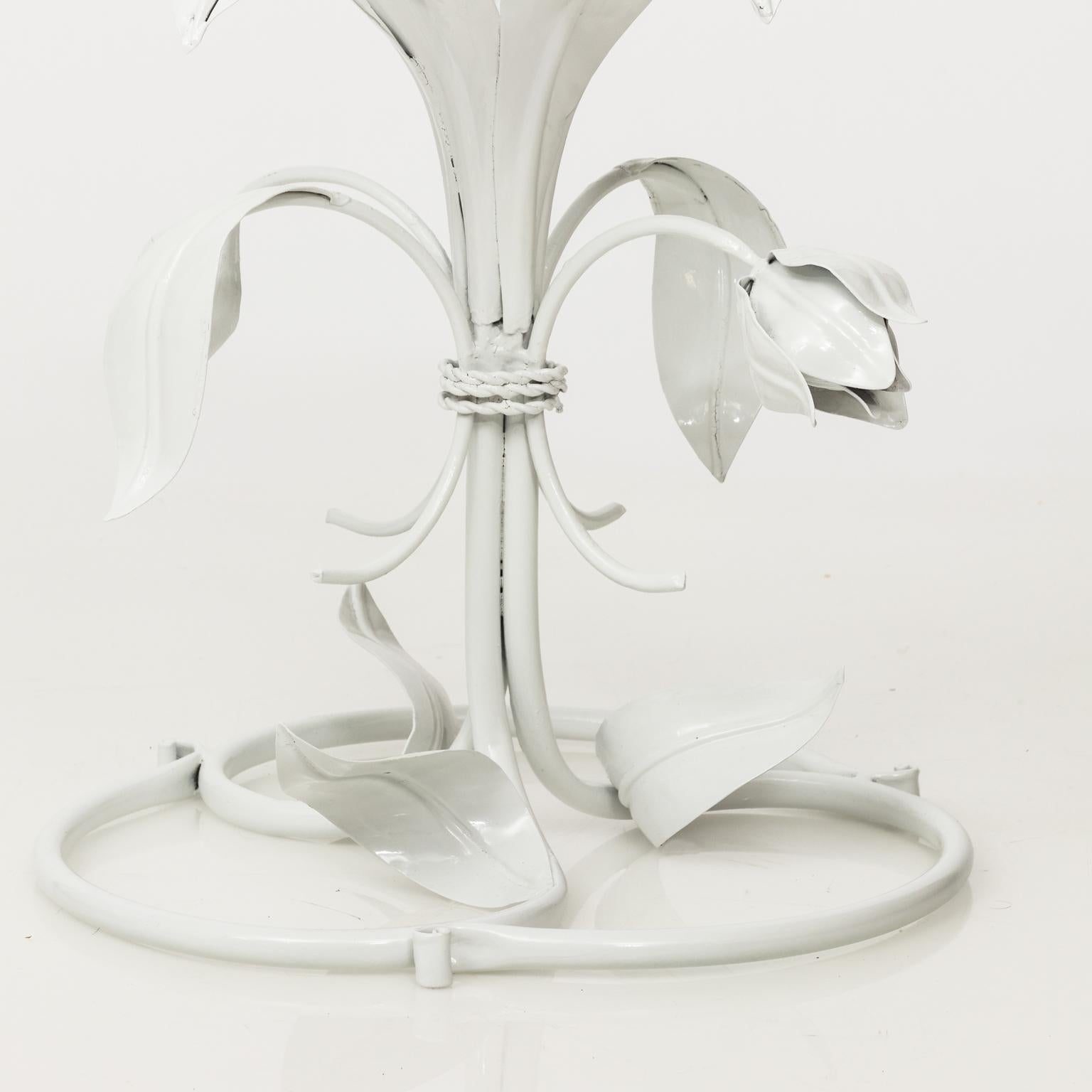 Pair of Arthur Court white lacquered blooming 