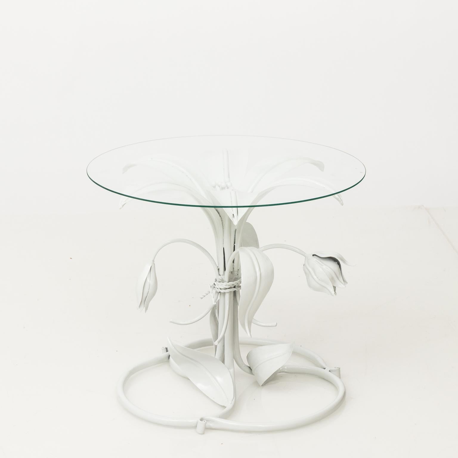 Metal Pair of White Lacquered Arthur Court Side Tables