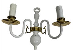 Pair of white lacquered Brass Two-Light Wall Sconces, Vintage, German, 1960s