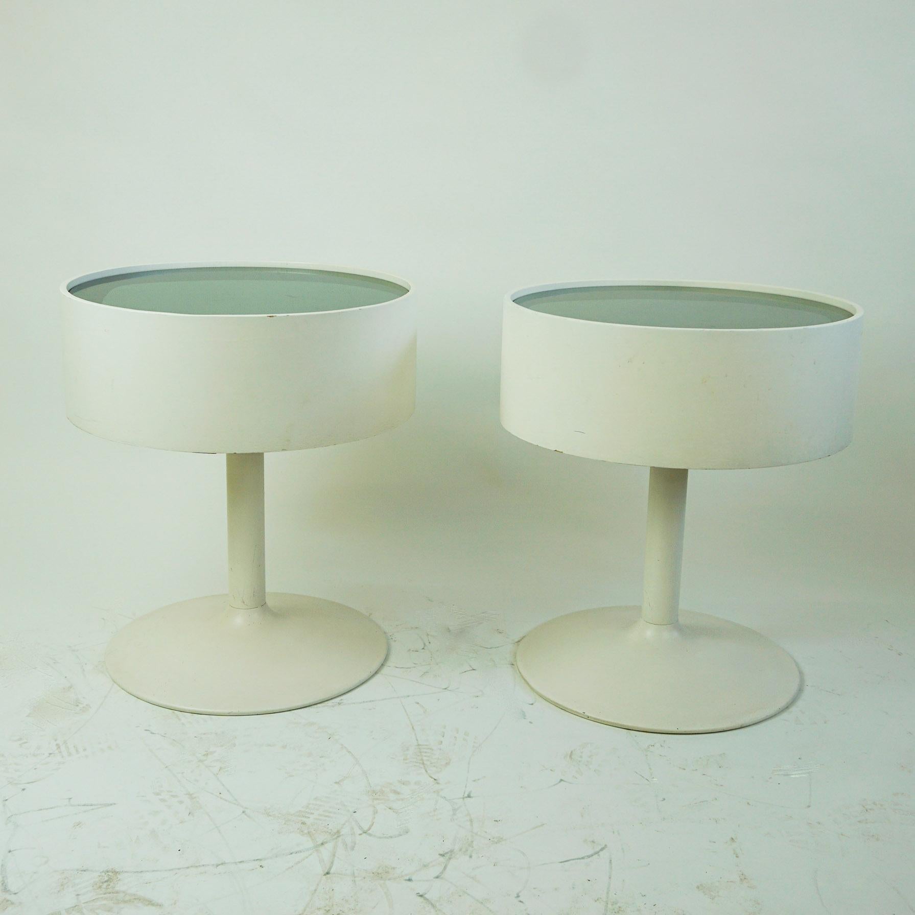 Pair of White Lacquered German 1960s Tulip Side Tables by Opal 2