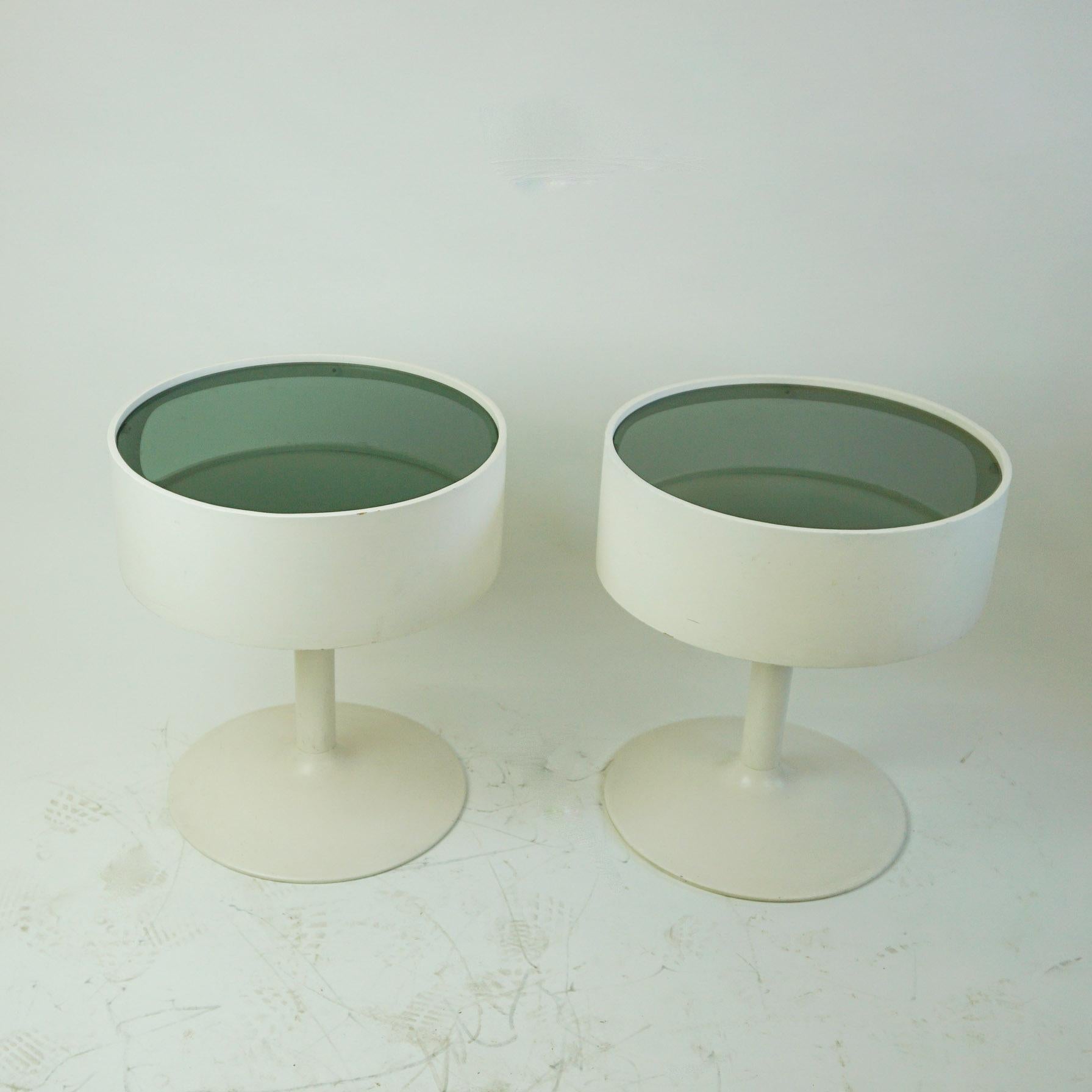 Pair of White Lacquered German 1960s Tulip Side Tables by Opal 3