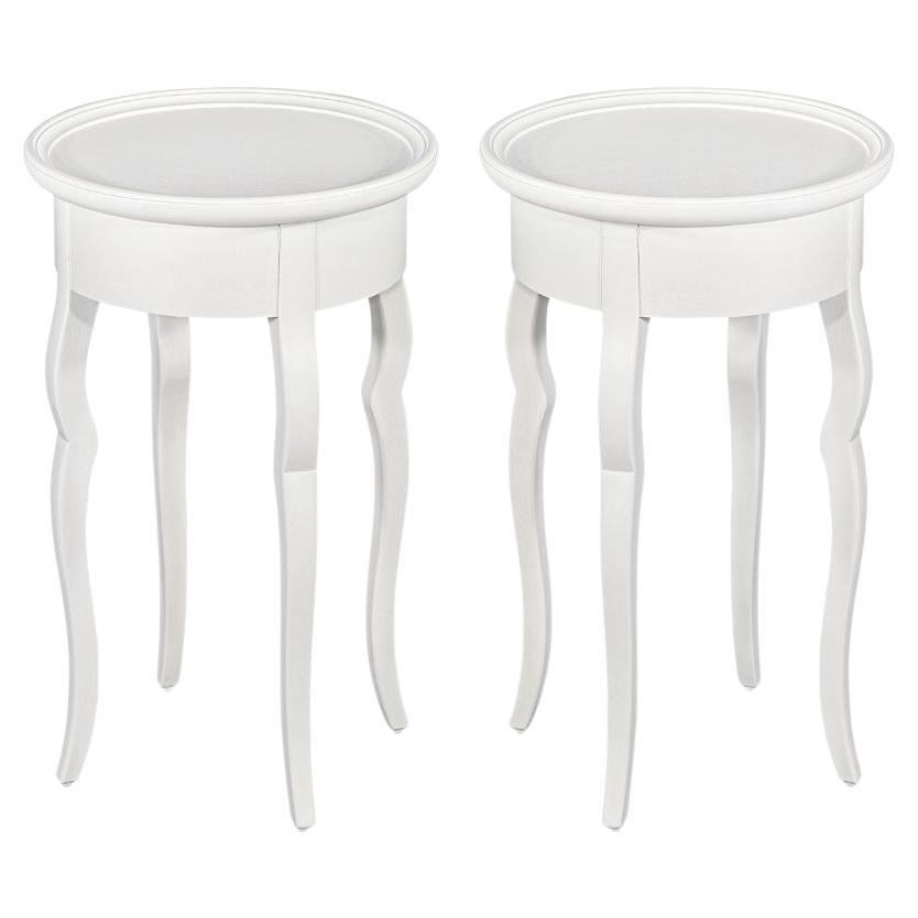 Pair of White Lacquered Mahogany Drink Tables by Baker Furniture For Sale