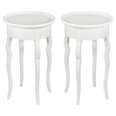 Pair of White Lacquered Mahogany Drink Tables by Baker Furniture