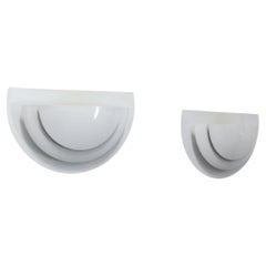 Pair of white lacquered metal wall lights - Phase - Spain - c. 2000