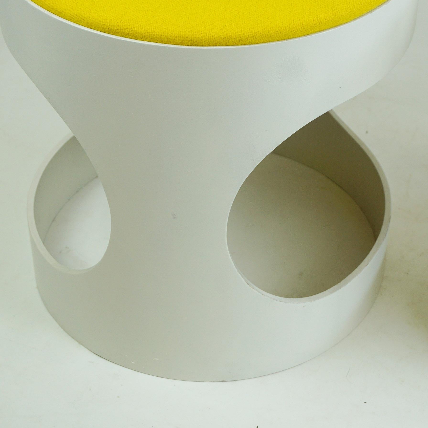 Pair of White Lacquered Plywood Stools by Opal Germany, 1960s 1