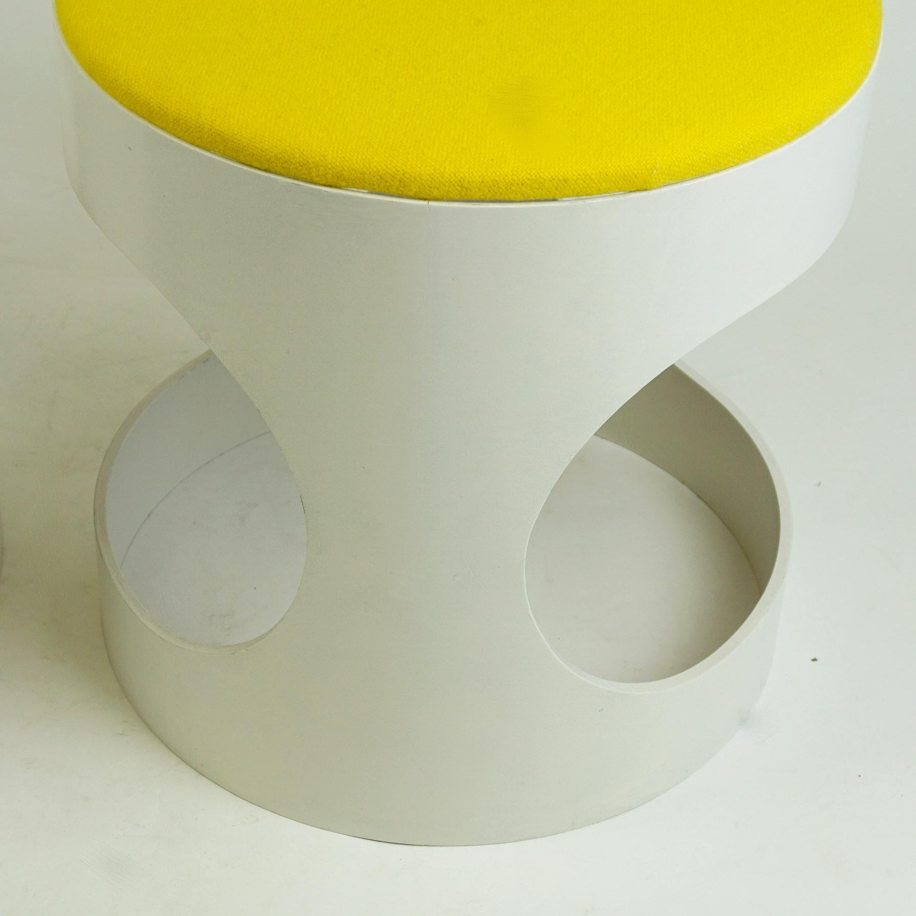 Pair of White Lacquered Plywood Stools by Opal Germany, 1960s 2