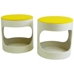 Pair of White Lacquered Plywood Stools by Opal Germany, 1960s