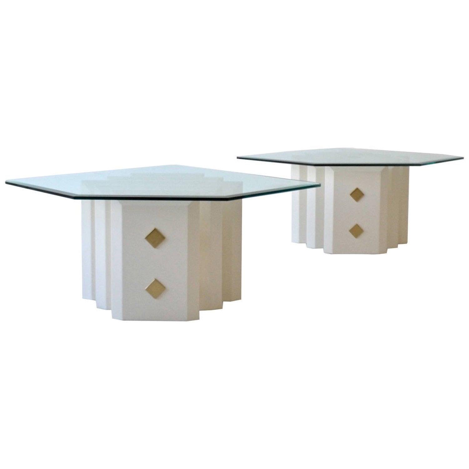 Pair of White Lacquered Side Tables For Sale