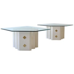 Pair of White Lacquered Side Tables