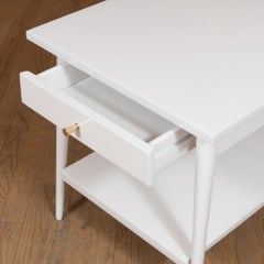 Pair of Wood Side Tables by Paul McCobb with Later White Lacquered Finish