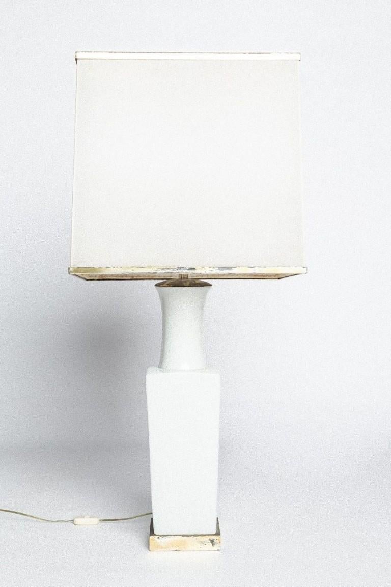 Mid-20th Century Pair of White Lamps, Italian Manufacture, 1950s