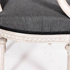 Pair of White Louis XVI Style Fauteuil Armchairs