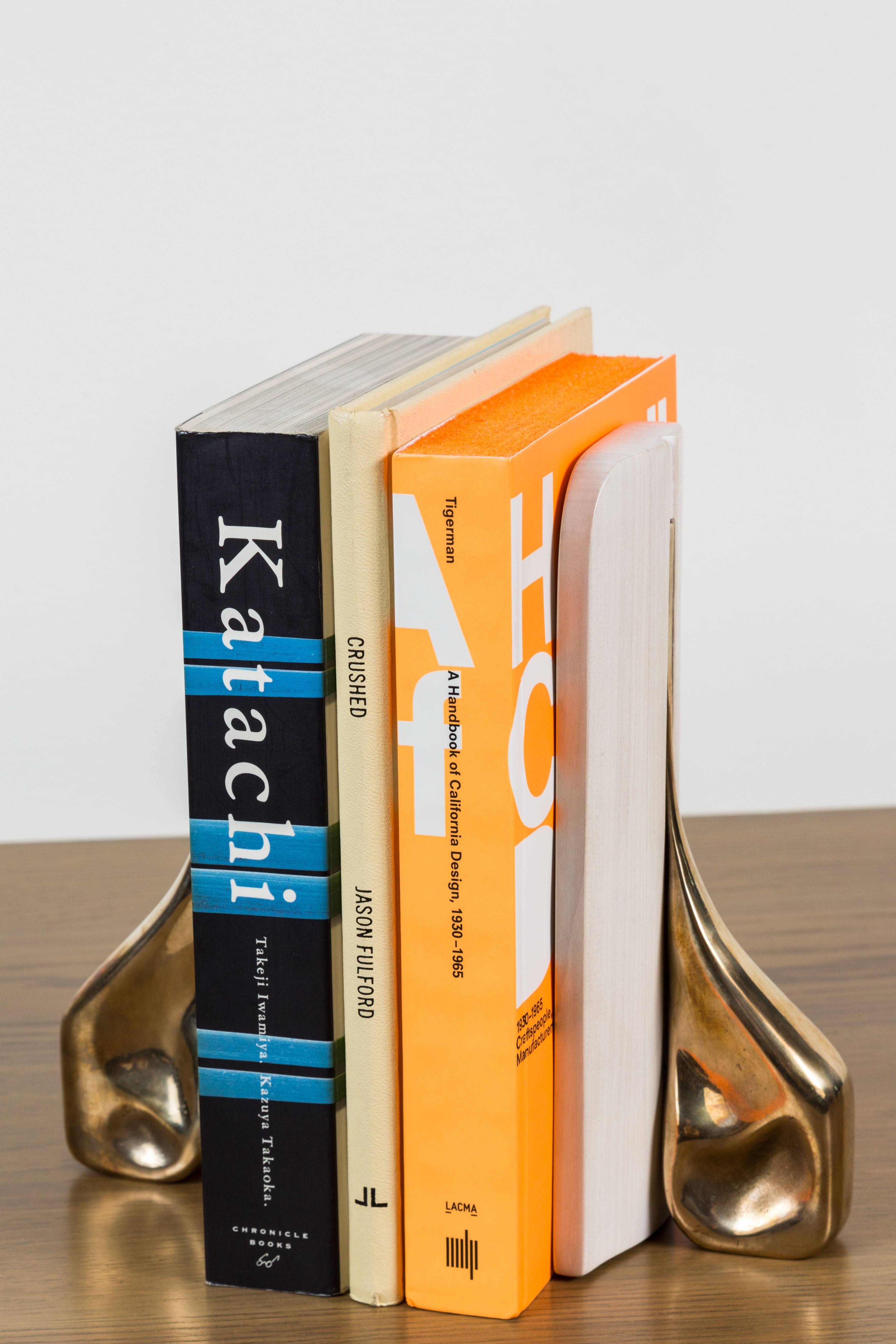 American Pair of White Maple and Cast Bronze Bookends by Vincent Pocsik, In Stock