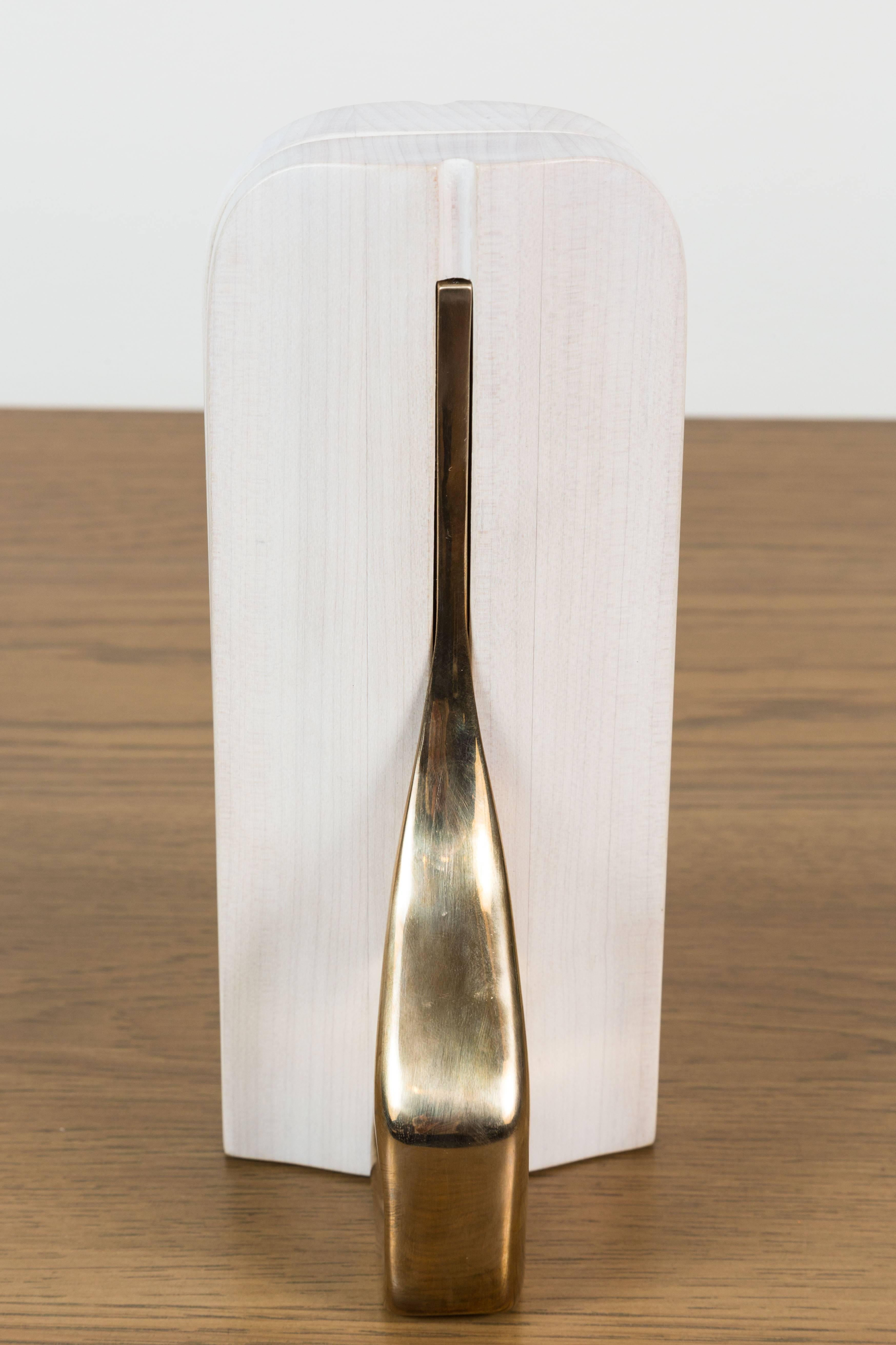 Pair of White Maple and Cast Bronze Bookends by Vincent Pocsik, In Stock In New Condition In Los Angeles, CA