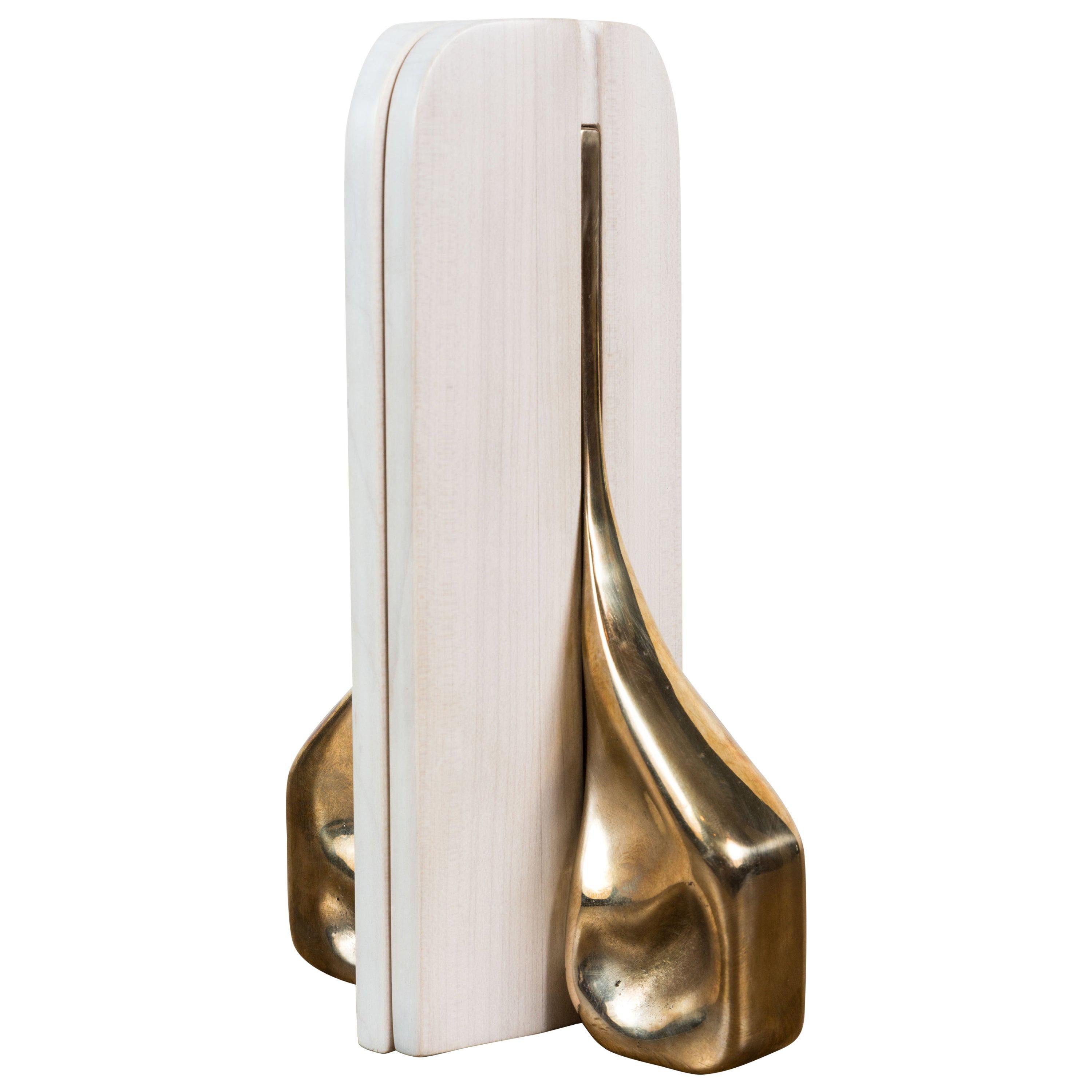 Pair of White Maple and Cast Bronze Bookends by Vincent Pocsik, In Stock