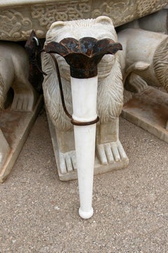 Pair of White Marble and Black Polychromed Iron Wall Torches