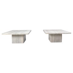 Pair of white marble coffee tables, 1970s