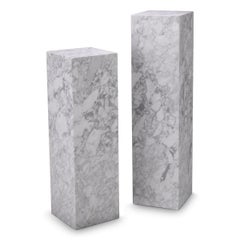 Pair of White Marble Columns, 21st Century.