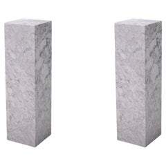 Pareja de Columnas de Mármol Blanco, Siglo XXI.