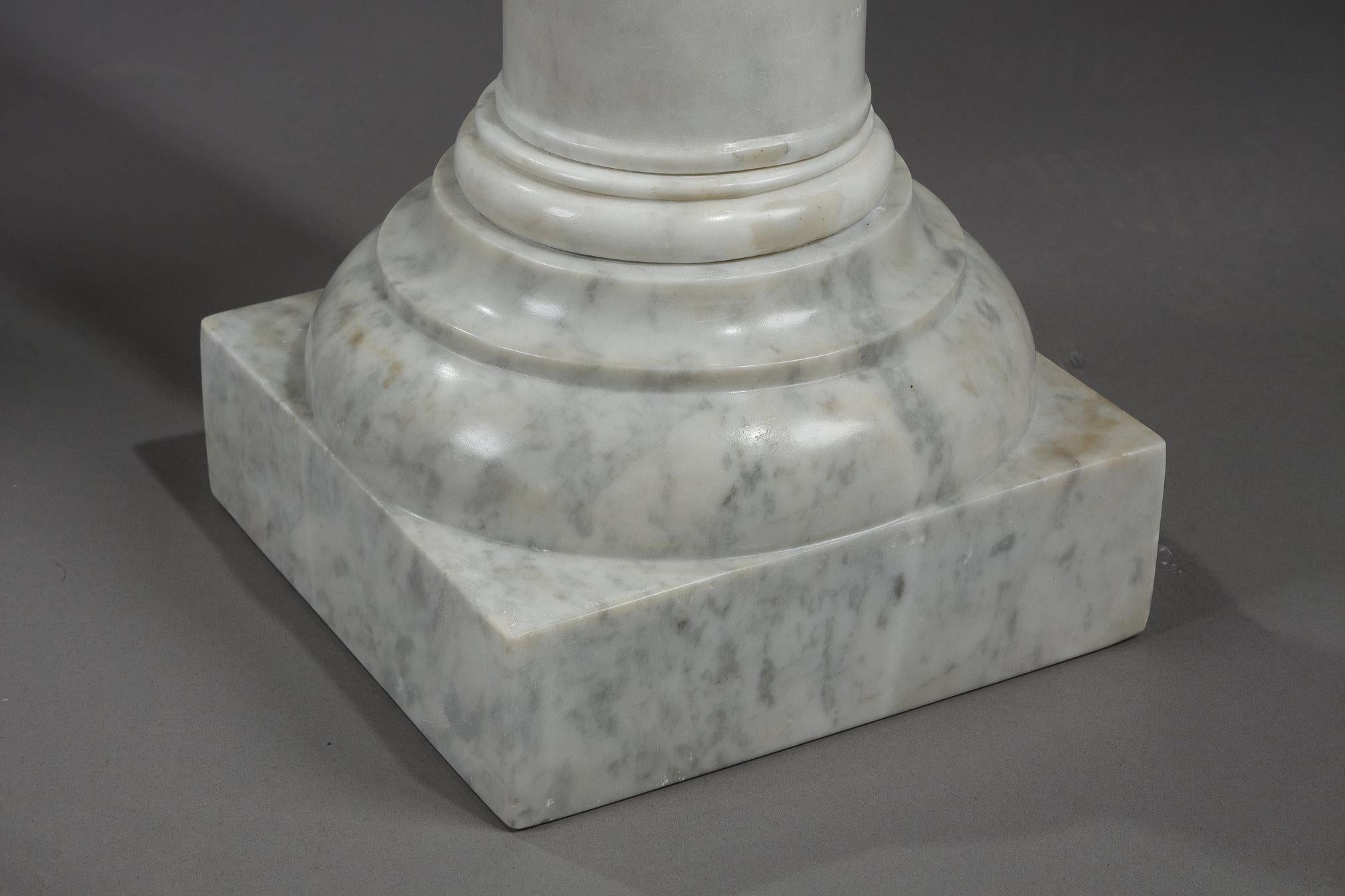 Pair of white marble columns late 19th century For Sale 5