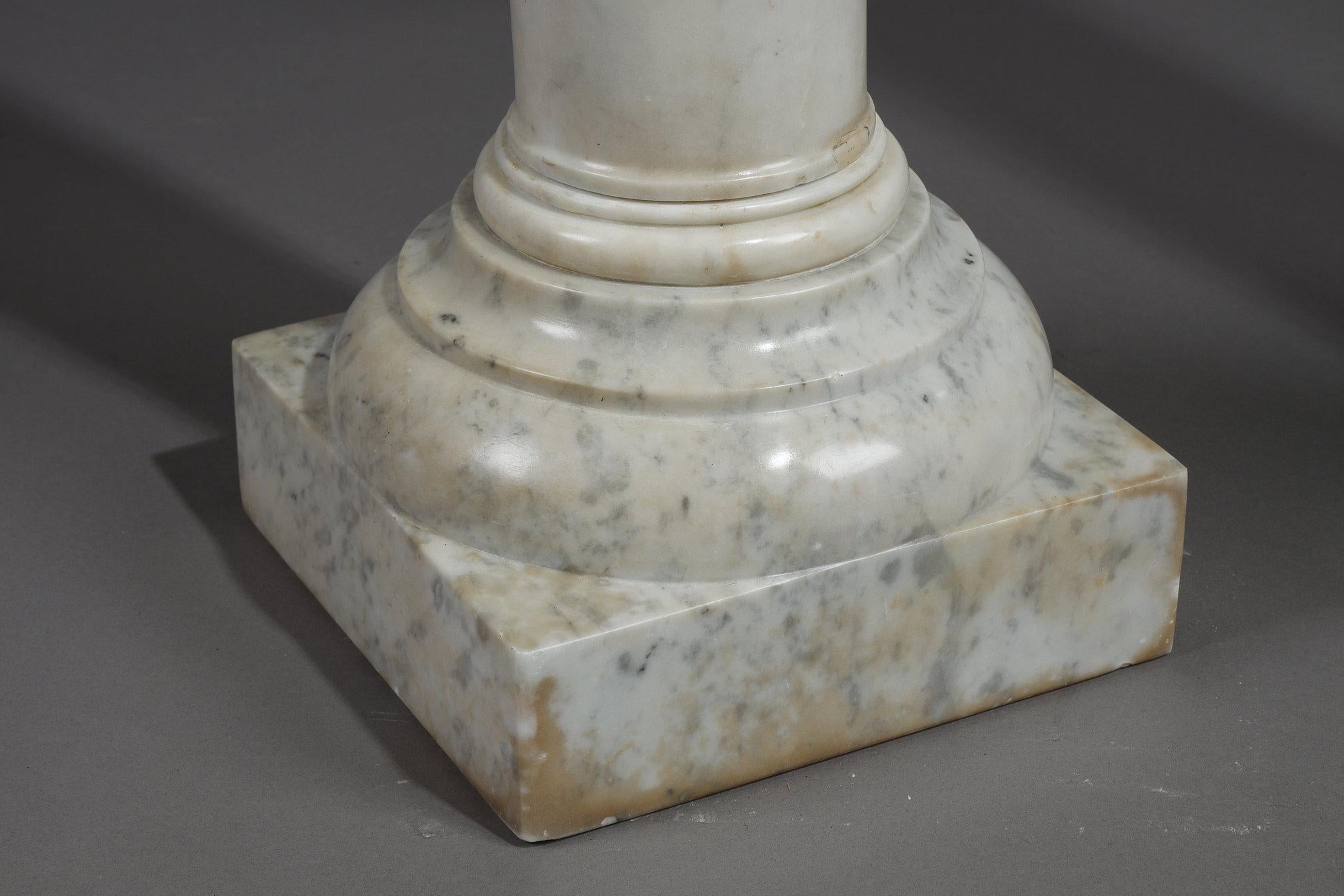 Pair of white marble columns late 19th century For Sale 6