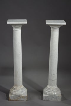 Pair of white marble columns late 19th century