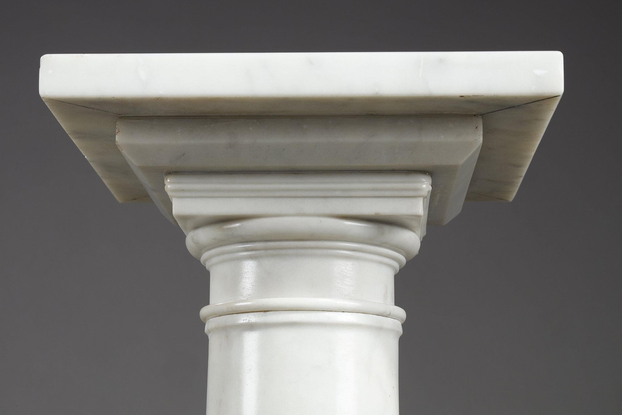 Marble Pair of white marble columns late 19th century For Sale