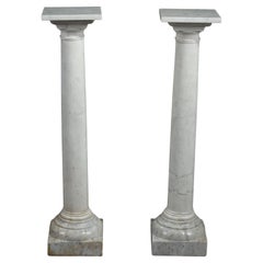 Paire de colonnes en marbre blanc fin 19ème siècle