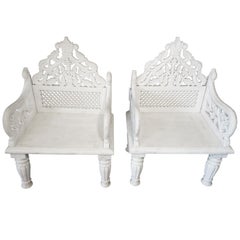 Pair of White Marble Palace Chairs