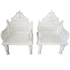 Pair of White Marble Palace Chairs