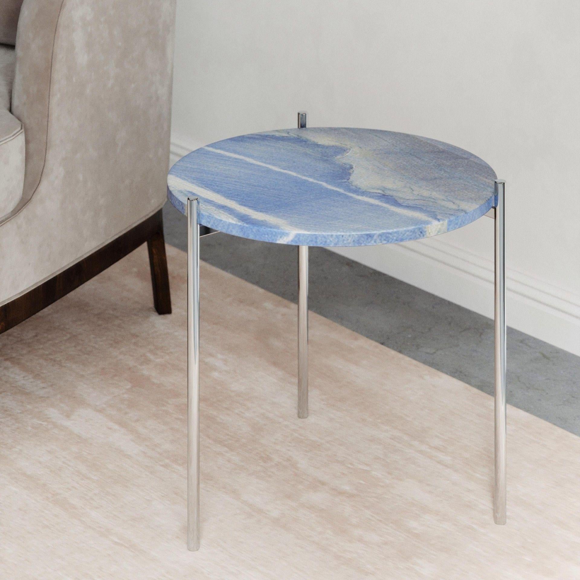 Pair of White Marble Stainless Steel Side Tables For Sale 2