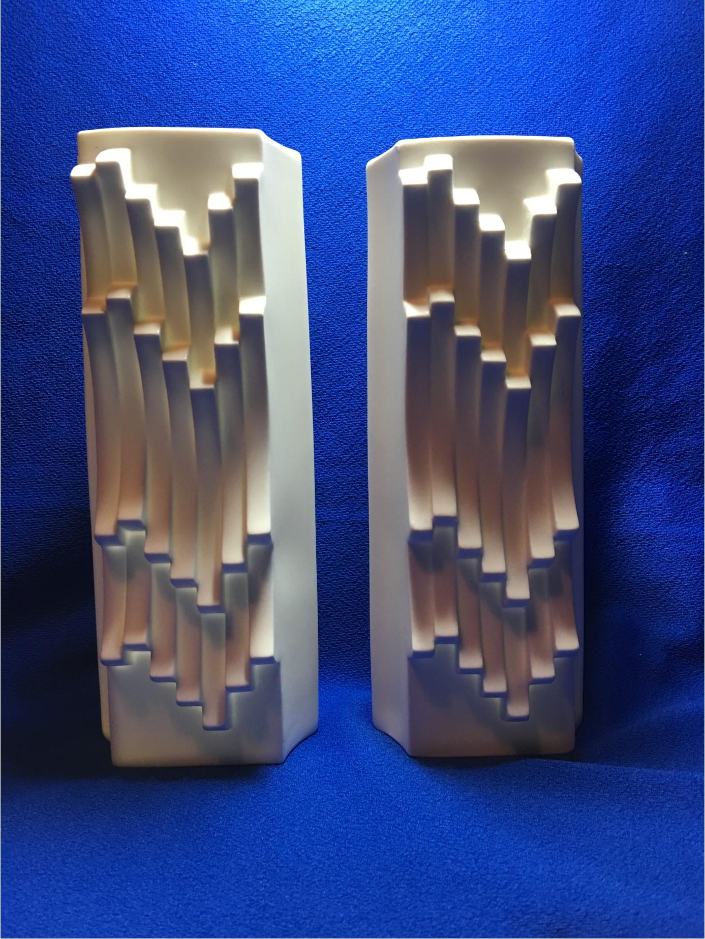 Late 20th Century Pair of White Matte Vases by Heinrich Fuchs by Hutschenreuther of Germany For Sale