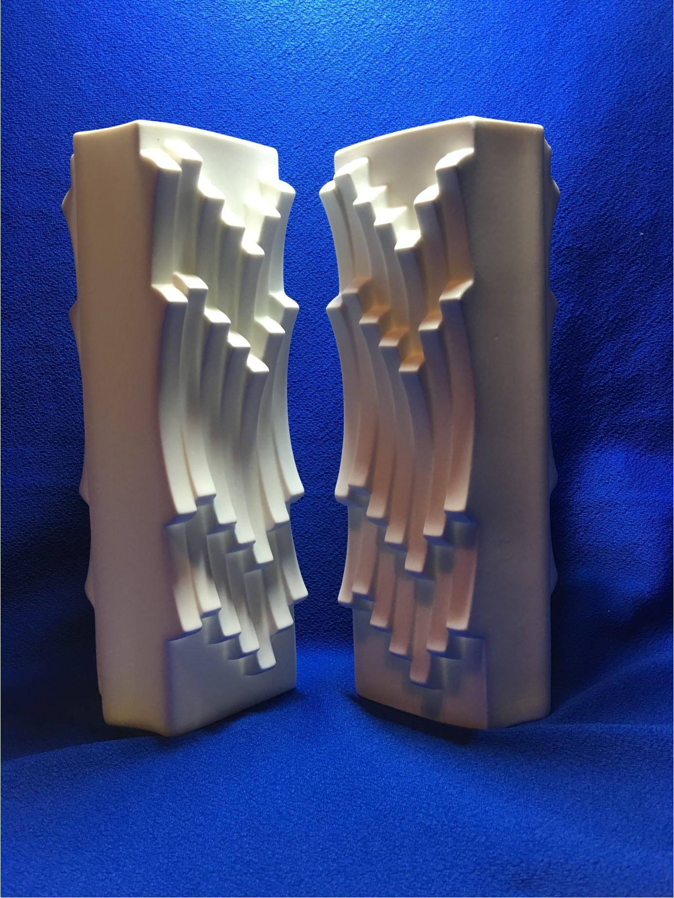 Pair of White Matte Vases by Heinrich Fuchs by Hutschenreuther of Germany For Sale 3