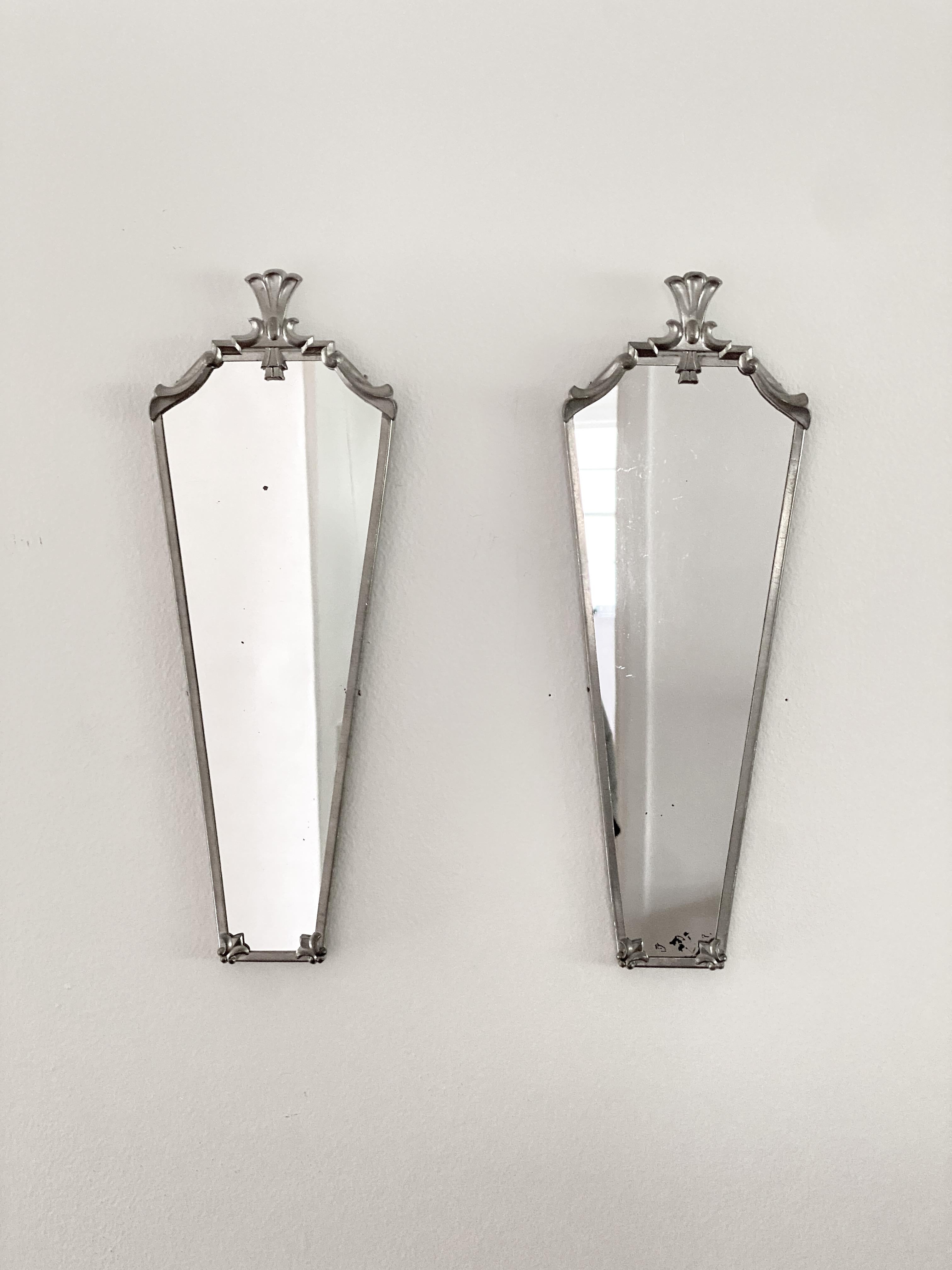 Pair Of White Metal Art Deco / Classical Mirrors From Svenskt Tenn For Sale 7