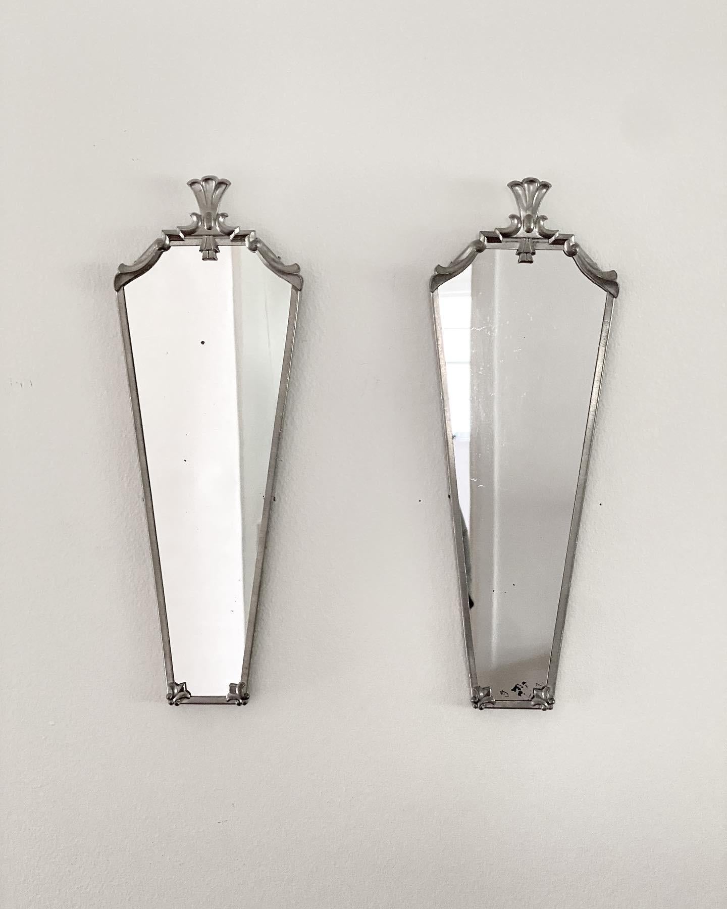Pair Of White Metal Art Deco / Classical Mirrors From Svenskt Tenn For Sale 8