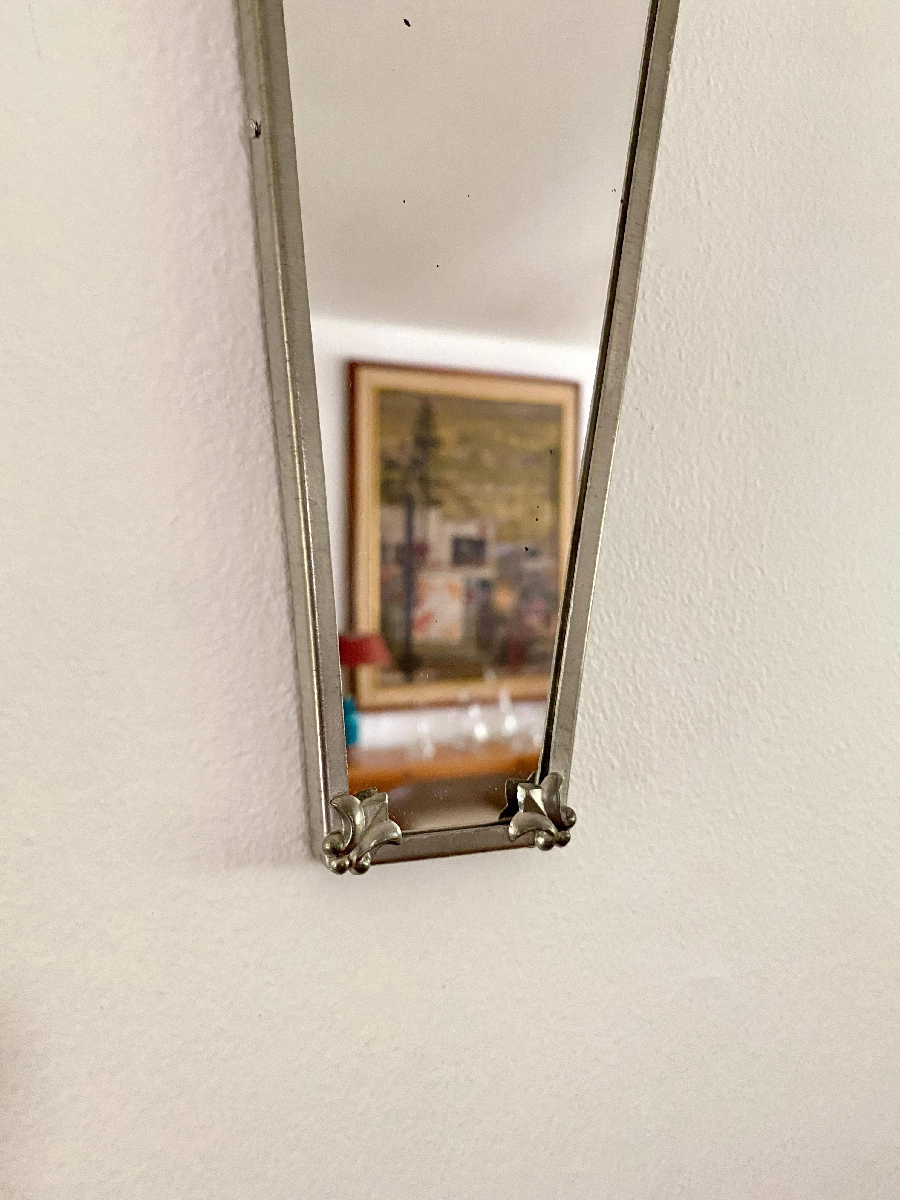 Swedish Pair Of White Metal Art Deco / Classical Mirrors From Svenskt Tenn For Sale