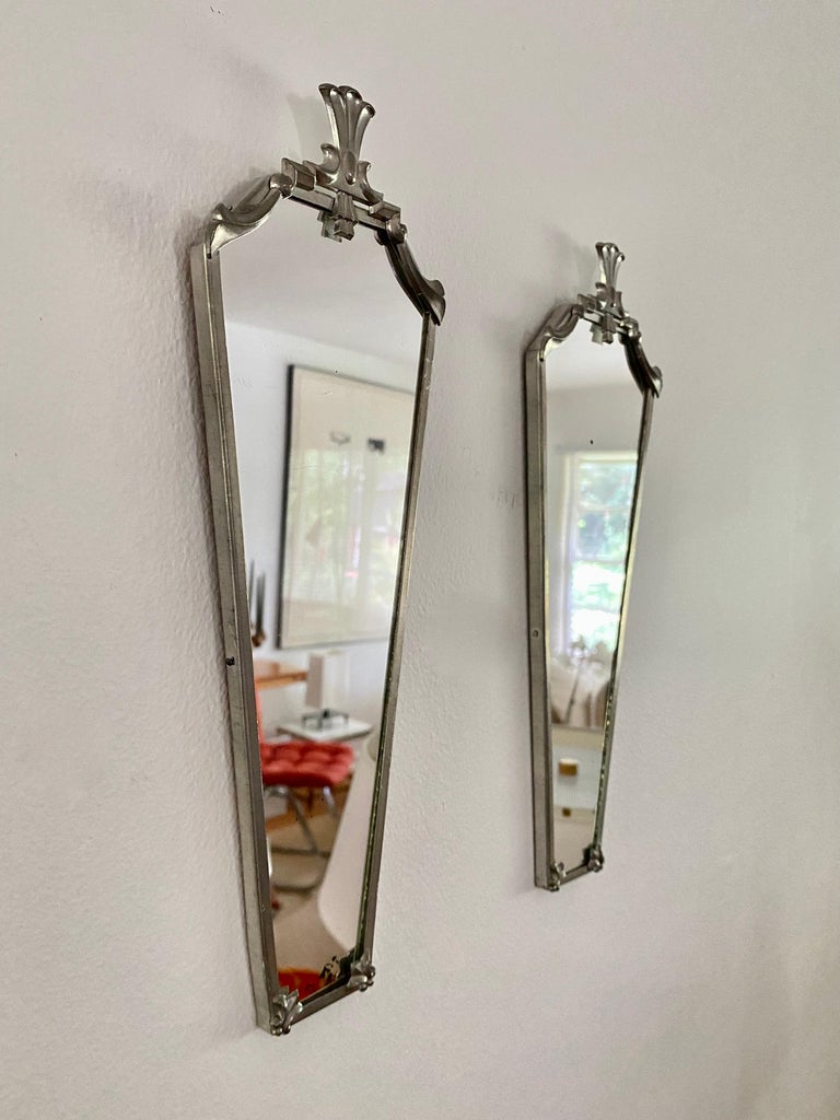 Pair Of White Metal Art Deco / Classical Mirrors From Svenskt Tenn For