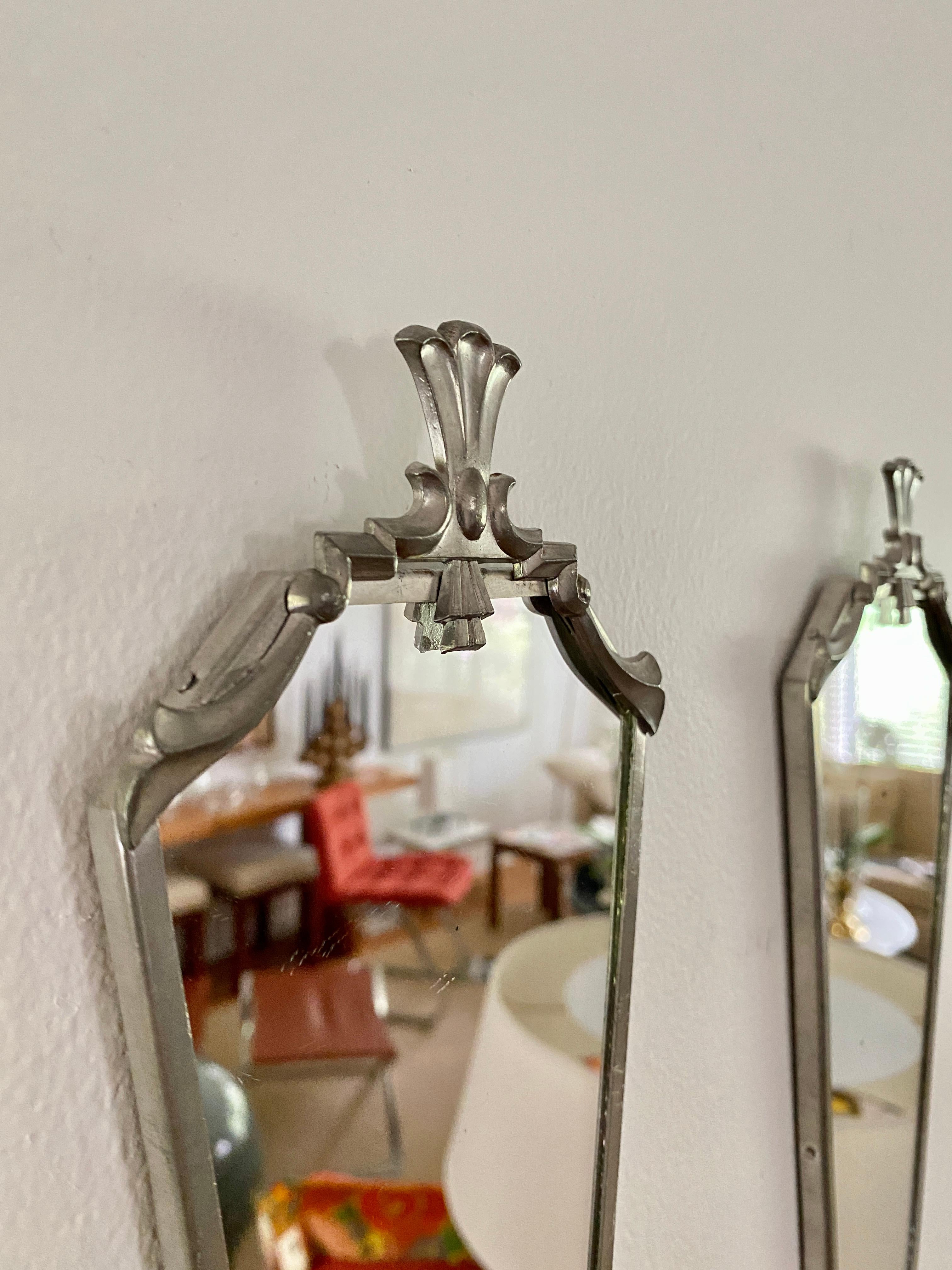 Pair Of White Metal Art Deco / Classical Mirrors From Svenskt Tenn For Sale 2